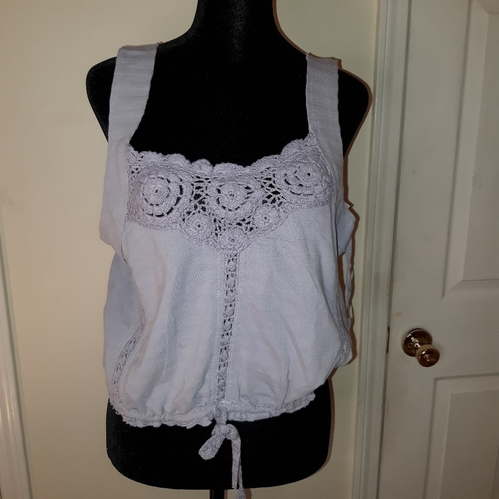 Free People Lavender Crochet-Trim Drawstring Tank Top - Picture 4 of 8